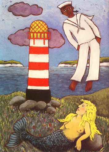 LIGHTHOUSE AND MERMAID by Fran Slade