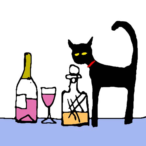 CAT AND WINE card