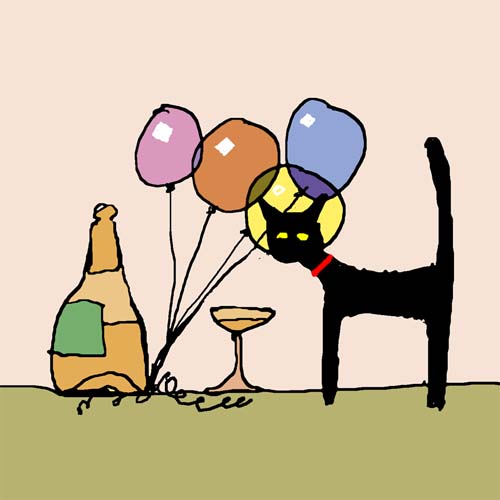 CAT AND BALLOONS card